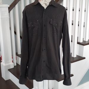 # Moto charcoal grey and black striped shirt